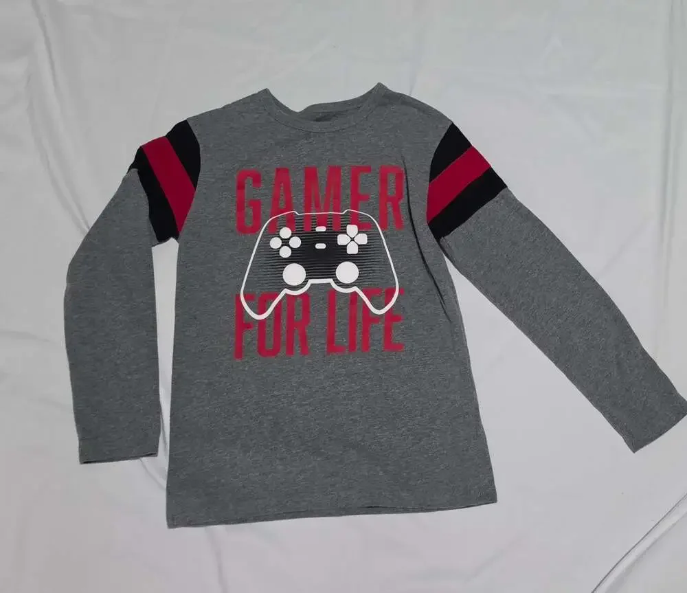 The Children's Place Boys Gamer Graphic T-Shirt Gray Size M 7/8